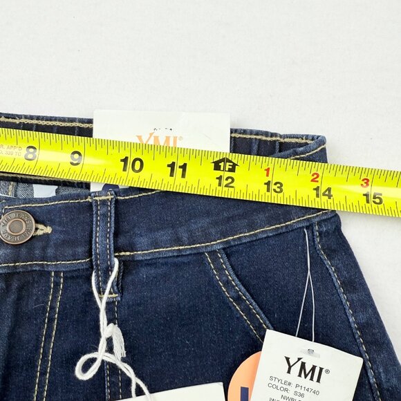 YMI Women's High-Rise Wide Leg Mid Rise Stretch Blue Cargo Jeans Size Small NWT - Picture 8 of 11